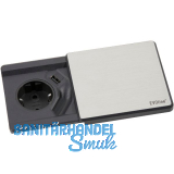 EVOline Square 80 Schuko mit USB-Charger Edelstahl