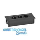 EVOline Frame-Dock Data Einbau Steckdosenleiste, 3xSchukosteckdose schwarz