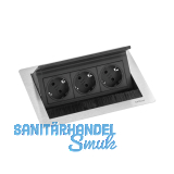 EVOline Flip Top Push S 3xSchuko Edelstahl