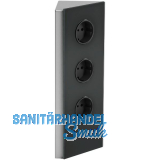 WIPO Steckdosenelement Power Eck G, 3 Schukosteckdosen, Edelstahl/Glas schwarz
