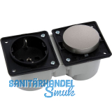 BERKER Integro Schalter Edelstahl Effekt + Steckdose schwarz ohne Rahmen