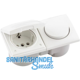 BERKER Integro Flow Schalter/Deckel polarwei� gl�nzend + Steckdose polarwei�