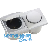 BERKER Integro Flow Schalter/Deckel chrom matt + Steckdose schwarz