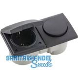 BERKER Integro Flow Schalter/Deckel anthrazit + Steckdose anthrazit