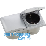 BERKER Integro Flow Doppelsteckdose, Deckel chrom matt, Steckdose schwarz