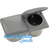 BERKER Integro Flow Doppelsteckdose, Deckel Edelstahl Effekt,Steckdose schwarz