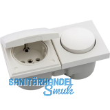 BERKER Integro Pure Schalter/Deckel polarwei� gl�nzend + Steckdose polarwei�