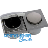 BERKER Integro Pure Schalter/Deckel Edelstahl Effekt + Steckdose schwarz