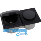 BERKER Integro Pure Schalter/Deckel schwarz matt + Steckdose schwarz