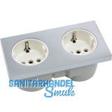BERKER Integro Pure Doppelsteckdose chrom matt, Steckdose wei�
