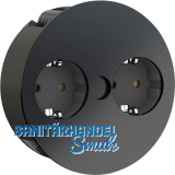 BACHMANN Einbausteckdose TWIST 2S, 2 Stk. Schukosteckdosen,, schwarz matt