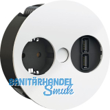 BACHMANN Einbausteckdose TWIST, 1 Stk. Schukosteckdose, + USB-Charger, wei� matt