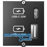 BACHMANN Keystone Modul USB Doppelcharger 1xUSB-A, 1xUSB-C max. 22W
