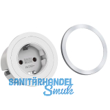 BACHMANN Steckdose PIX 1xSchuko wei� + Zierring Edelstahl Effekt und wei�