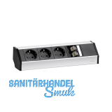 EVOline V-Dock Steckdosenelement 3 x Schuko, 2 x RJ45, Aluminium