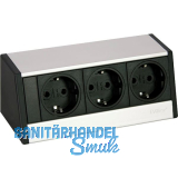 EVOline R-Dock Steckdosenelement 3 x Schuko alufarbig, schwarz