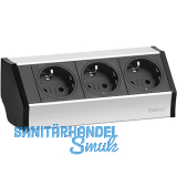 EVOline V-Dock Steckdosenelement 3 x Schuko alufarbig, schwarz
