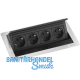 EVOline Flip Top Push M 4xSchuko Edelstahl
