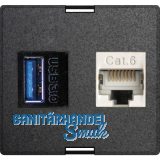 EVOline Wechselmodul 1xUSB 3.0, 1xRJ45 CAT6, schwarz