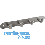 Garderobenleiste Sepa mit 4 Haken, Breite 220 mm, Edelstahl geb�rstet