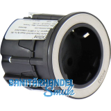 EVOline One Steckdose mit Abdeckring schwarz/Edelstahl