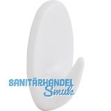 Klebehaken Oval Breite 26 mm, H�he 42 mm, Kunststoff wei�