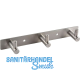 Garderobenleiste Linosa mit 3 Haken, Breite 195 mm, Edelstahl geb�rstet