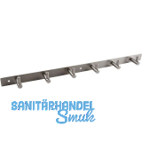 Garderobenleiste Linosa mit 6 Haken, Breite 460 mm, Edelstahl geb�rstet