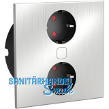 HPF Einbausteckdose Duplex-Q, 2 Stk. Schukosteckdosen, Edelstahl