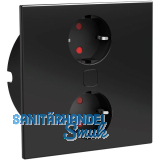 HPF Einbausteckdose Duplex-Q, 2 Stk. Schukosteckdosen, schwarz