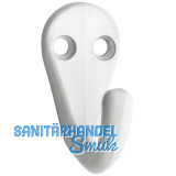 Einfachhaken Bata Breite 20 mm, H�he 41 mm, Aluminium wei� beschichtet