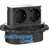 HPF Steckdosenelement Piccolino 2 Stk. Schukosteckdosen, Edelstahl