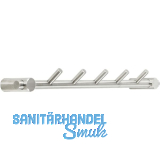 Garderobenleiste Coat mit 5 schr�gen Haken, Breite 320 mm, Edelstahl geb�rstet