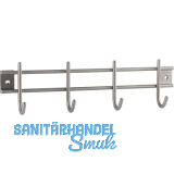 Garderobenleiste Satis mit 4 Haken, Breite 300 mm, Edelstahl geb�rstet