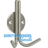 Mantelhaken Kabah mit Platte � 46 mm, H 101 mm, T 39 mm, Edelstahl geb�rstet