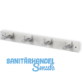 Garderobenleiste Aton mit 4 Haken, Breite 322 mm, Edelstahl geb�rstet