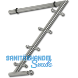 Garderobenarm Month mit 4 Doppelhaken, schwarze Gummiauflage,Edelstahl geb�rstet