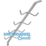 Garderobenarm Neper mit 4 Doppelhaken ohne Auflage, Aluminium silber eloxiert