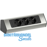 BACHMANN Steckdosenleiste Casia2 K 3-fach Schukosteckdose, Edelstahl Effekt