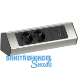 BACHMANN Steckdosenleiste Casia2 K 2-fach Schuko + USB A+C Charger Edelstahl