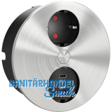 HPF Einbausteckdose Duplex-R, 1 Stk. Schukosteckdose, + USB-Charger, Edelstahl