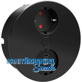 HPF Einbausteckdose Duplex-R, 1 Stk. Schukosteckdose, + USB-Charger, schwarz