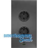 CARESSI Steckdosenelement 2ST20 2 Schukosteckdosen, 2 Stk. USB, anthrazit