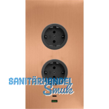 CARESSI Steckdosenelement 2ST20 2 Schukosteckdosen, 2 Stk. USB, kupfer