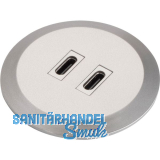 DOMUS LINE Einbau USB-Charger Subby 24 V/DC 2xUSB Typ-C Edelstahl Effekt