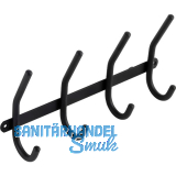 Garderobenleiste Gelon mit 4 Haken, Breite 310 mm, Stahl schwarz matt