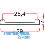 ALUMIS GST Innenfront Doppellaufschiene unten, 4 x 29 mm, Aluminium eloxiert
