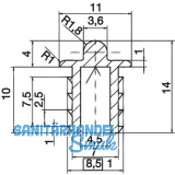 ALUMIS GST Innenfront Einfachlaufschiene unten, 11 x 8,5 mm, Aluminium eloxiert