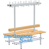 RONTEC Sitzbankst�nder doppelseitig mit Schuhablage 1000 mm Alu natur eloxiert