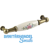 Griff Rose Breite 107 mm, Porzellan/ZN elfenbein/altvermessingt